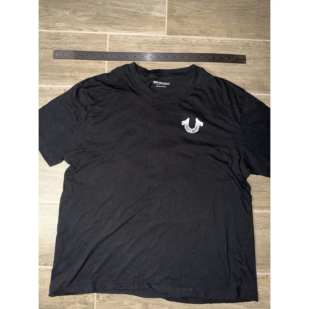 True Religion Print Black T-Shirt Short Sleeve Size‎ Large